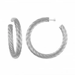 Machete Jewelry 2.5" Twist Hoops In Silver 7 Machete Jewelry 2.5