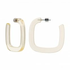 Machete Jewelry Midi Square Hoops In Clear Yellow