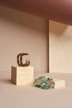 Machete Midi Square Hoops In Ivory Jewelry