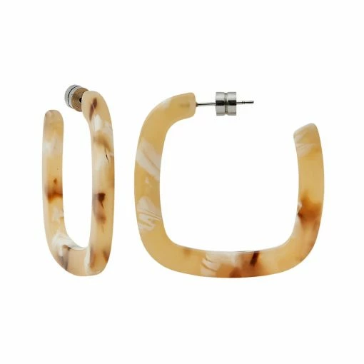 Machete Jewelry Midi Square Hoops In Mango Tortoise 1 Machete Jewelry Midi Square Hoops In Mango Tortoise