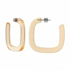 Machete Jewelry Midi Square Hoops In Clear Tangerine