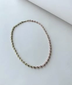 Machete Petite Coffee Bead Necklace In Gold + Rose Gold Split